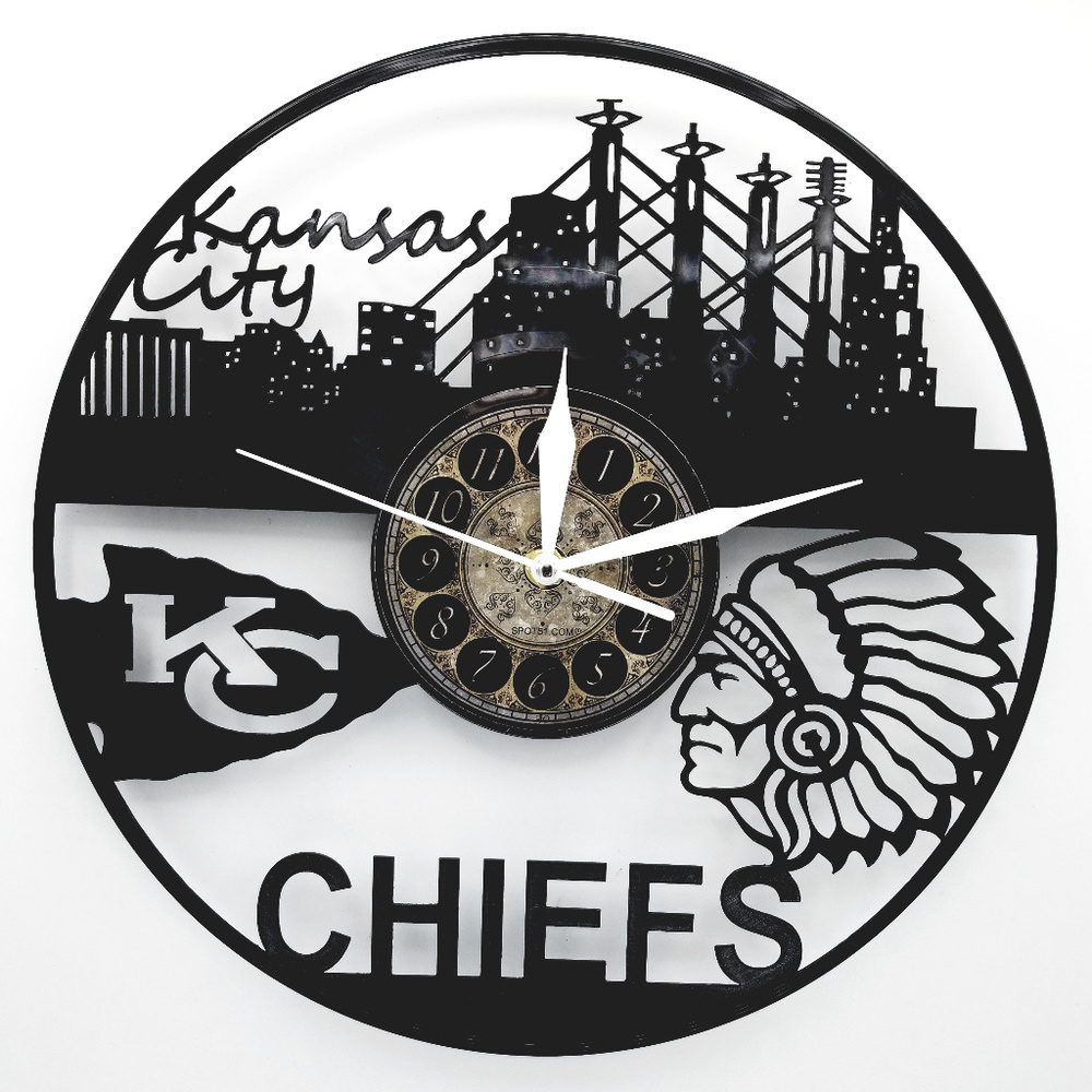 KANSAS CHIEFS vinyl record clock